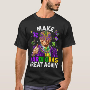 Make Mardi Gras Great Again Trump Beads Mask Feath T-Shirt
