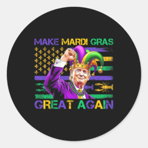 Make Mardi Gras Great Again Us Flag Trump Mardi Gr Classic Round Sticker