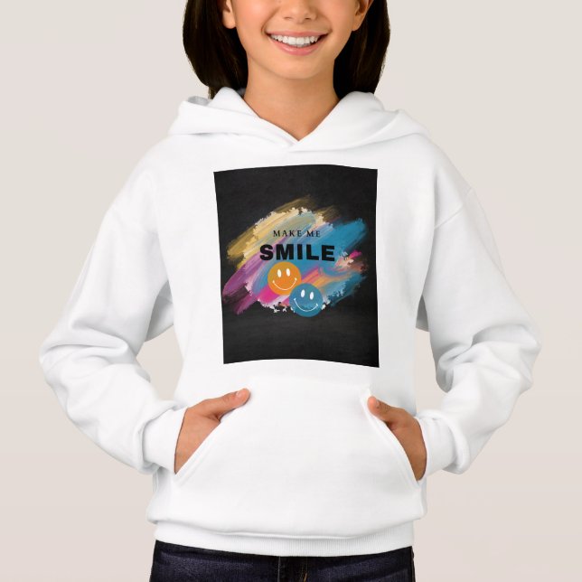 "MAKE ME SMILE" hoodie design. (Front)