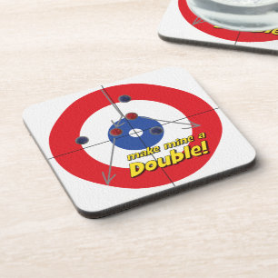 "Make mine a Double" Curler's Coasters - (Red)