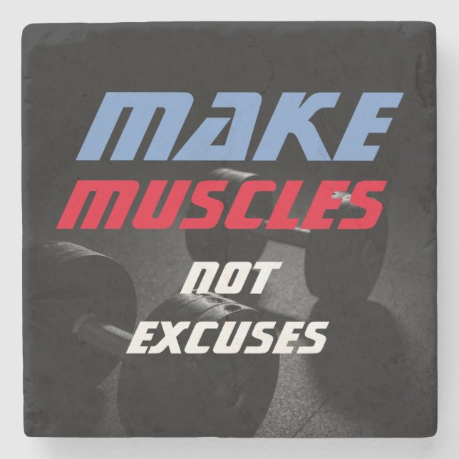 Make Muscles Bodybuilding Fitness Motivational Stone Coaster (Front)