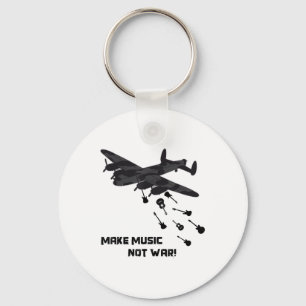 Make Music Not War Aeroplane Guitar Love Peace Pac Key Ring