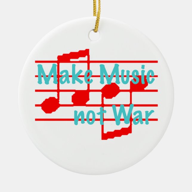 Make Music not War Ceramic Tree Decoration (Front)