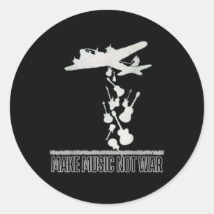 Make Music. Not War. Classic Round Sticker