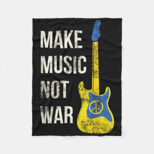 Make Music Not War Vintage Guitar Lovers &amp; Pea Fleece Blanket