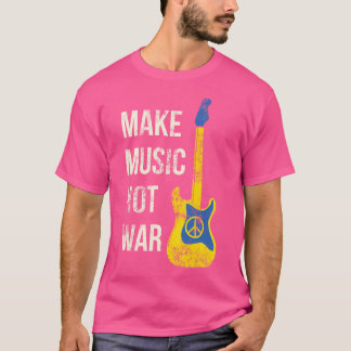 Make Music Not War Vintage Guitar Lovers  Peace Ma T-Shirt