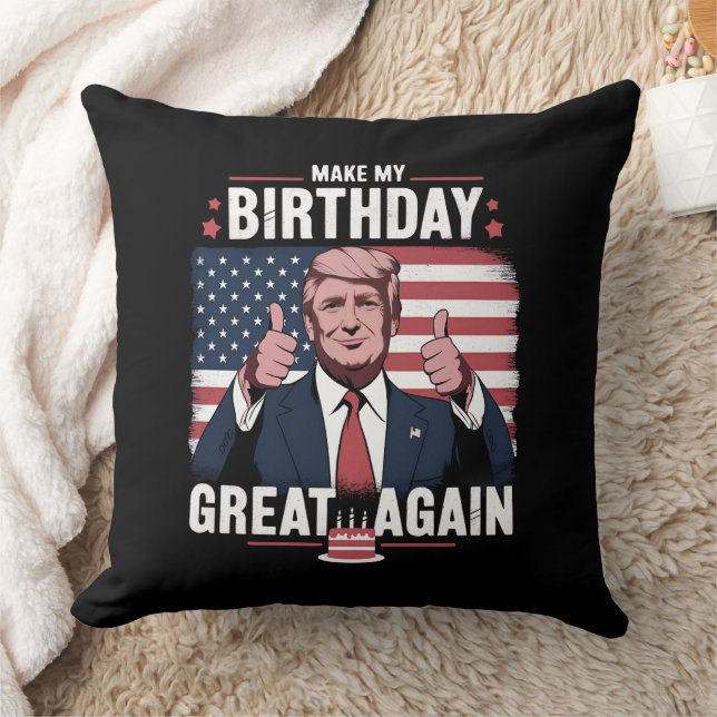 Make My Birthday Great Again Funny Trump Cushion (Blanket)