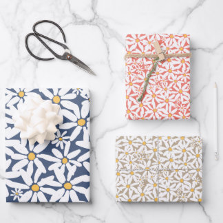 Make My Daisy - Navy, Coral, Mocha Wrapping Paper Sheet