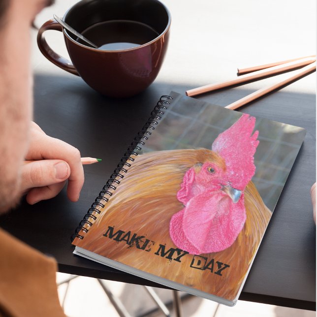 Make My Day Angry Red Rooster Meme Notebook (In Situ)