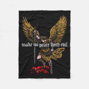 Make No Peace With Evil Archangel Michael Design  Fleece Blanket
