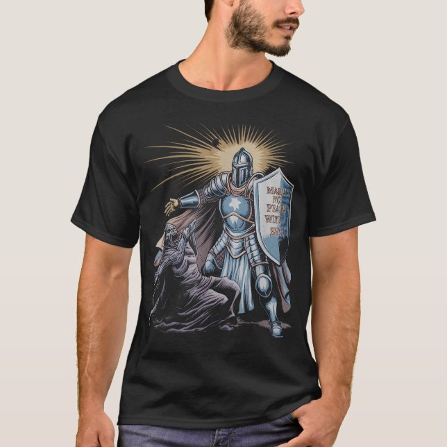 Make No Peace With Evil Archangel Michael Jesus T-Shirt (Front)