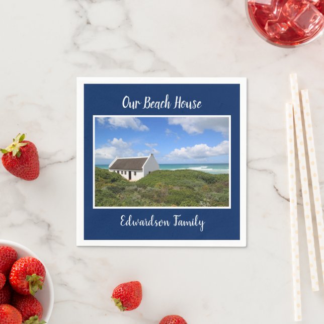 Make own photo beach house family name napkin (Insitu)