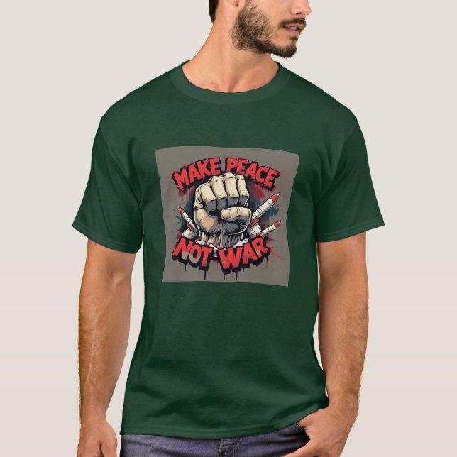 "Make Peace Not War" Fist Rockets Mens T-Shirt (Front)