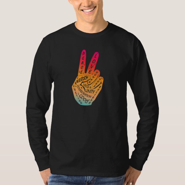 Make Peace Not War  Peace Hand Sign 11 T-Shirt (Front)