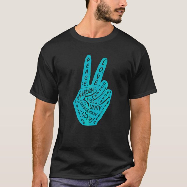 Make Peace Not War  Peace Hand Sign  17 T-Shirt (Front)