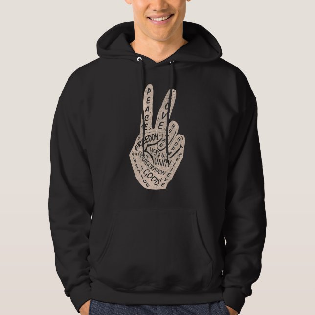 Make Peace Not War  Peace Hand Sign 18 Hoodie (Front)