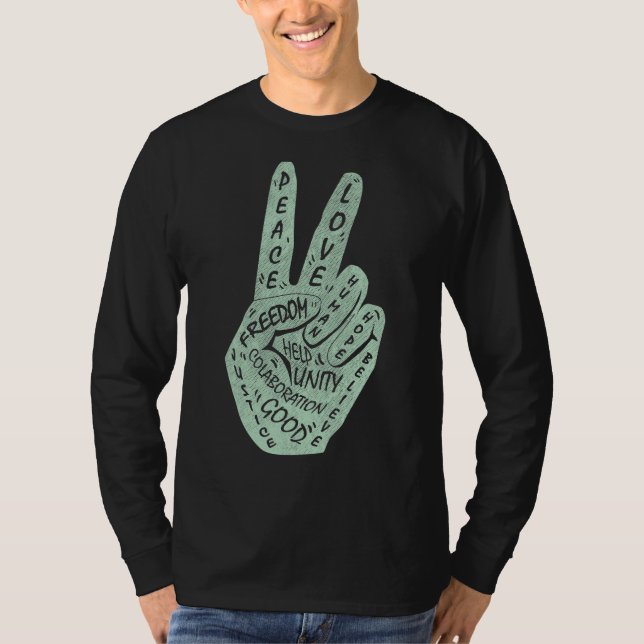 Make Peace Not War  Peace Hand Sign 1 T-Shirt (Front)