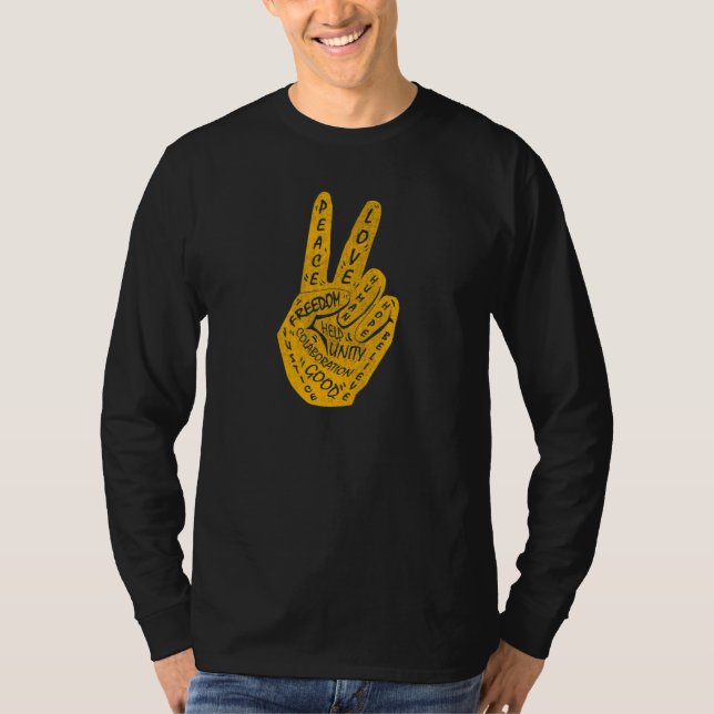 Make Peace Not War  Peace Hand Sign 22 T-Shirt (Front)