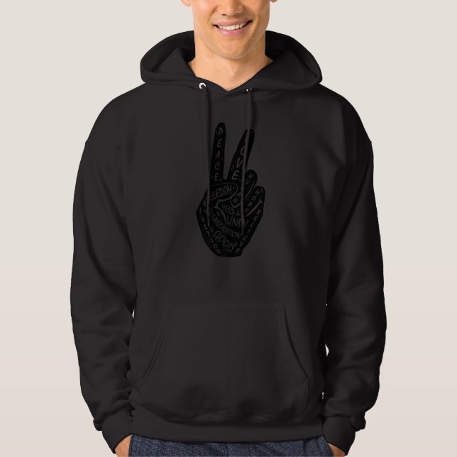 Make Peace Not War  Peace Hand Sign  27 Hoodie (Front)