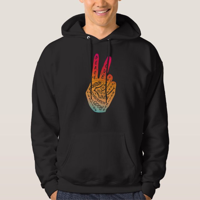 Make Peace Not War  Peace Hand Sign  29 Hoodie (Front)
