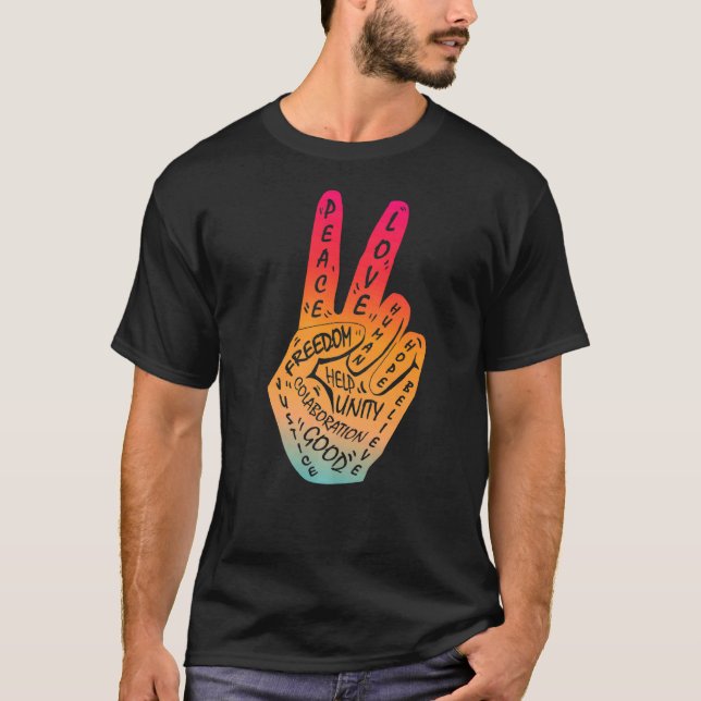 Make Peace Not War  Peace Hand Sign  29 T-Shirt (Front)