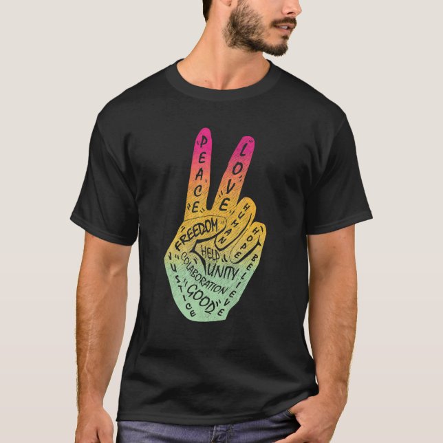 Make Peace Not War  Peace Hand Sign 2 T-Shirt (Front)