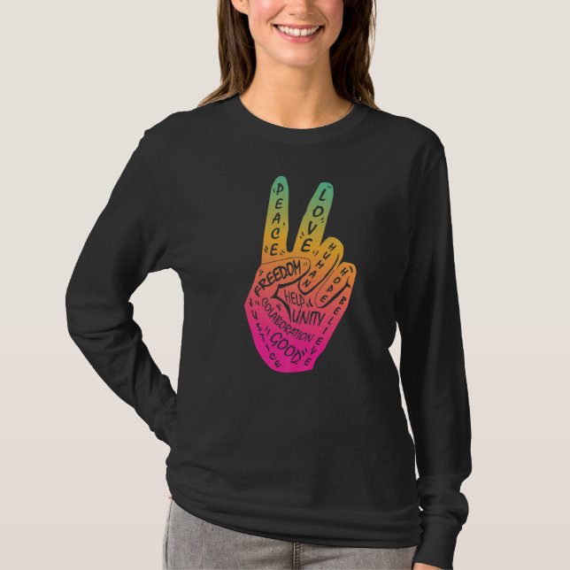 Make Peace Not War  Peace Hand Sign  31 T-Shirt (Front)