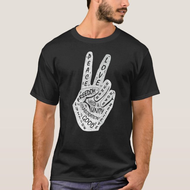 Make Peace Not War  Peace Hand Sign  35 T-Shirt (Front)