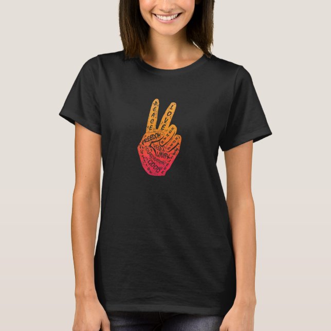 Make Peace Not War  Peace Hand Sign 3 T-Shirt (Front)