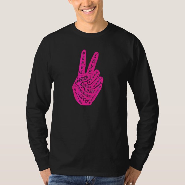 Make Peace Not War  Peace Hand Sign 7 T-Shirt (Front)