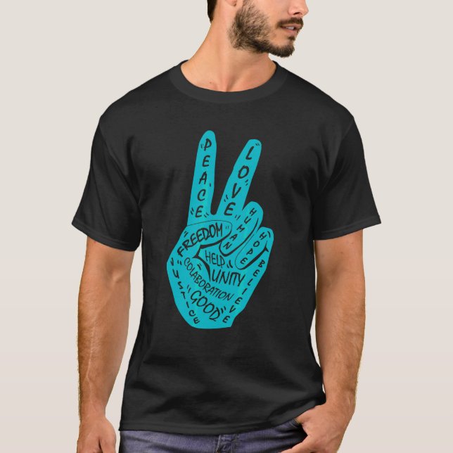 Make Peace Not War  Peace Hand Sign T-Shirt (Front)