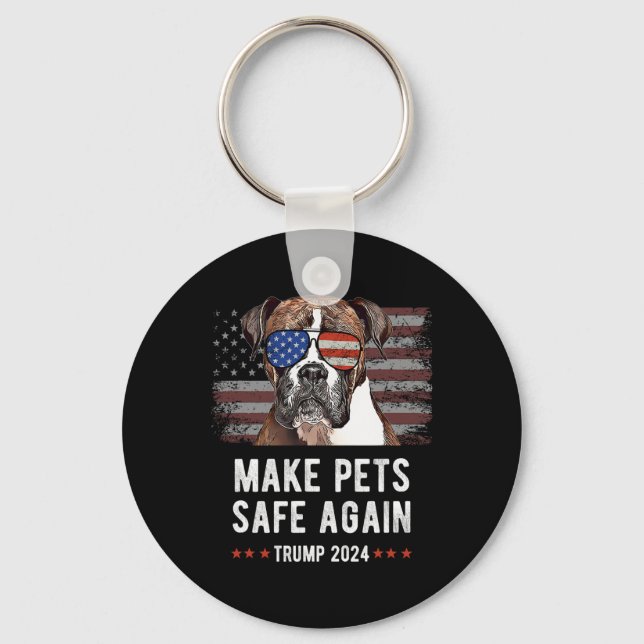 Make Pets Safe Again Boxer Dog Trump  Key Ring (Front)