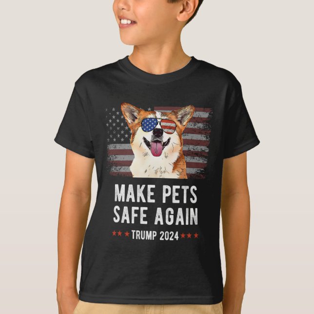 Make Pets Safe Again Corgi Dog Trump  T-Shirt (Front)