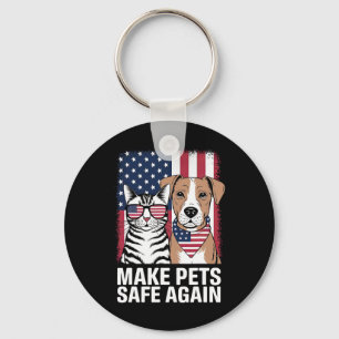 Make Pets Safe Again Election 2024 Debate Cat Dog Key Ring