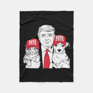 Make Pets Safe Again Election Mega Trump Funny Deb Fleece Blanket