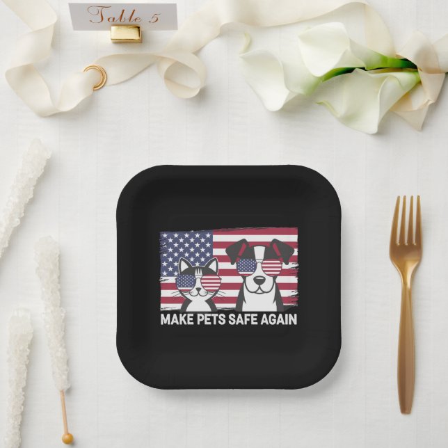 Make Pets Safe Again Trump Harris Debate 2024 Paper Plate (Wedding)