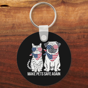 Make Pets Safe Again Trump Harris Debate Dogs Cat Key Ring