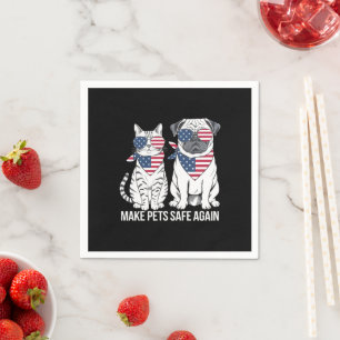 Make Pets Safe Again Trump Harris Debate Dogs Cat Napkin