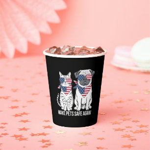Make Pets Safe Again Trump Harris Debate Dogs Cat Paper Cups