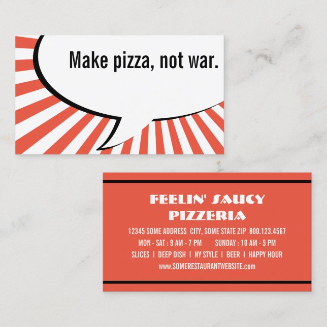 make pizza not war business card (Front/Back)