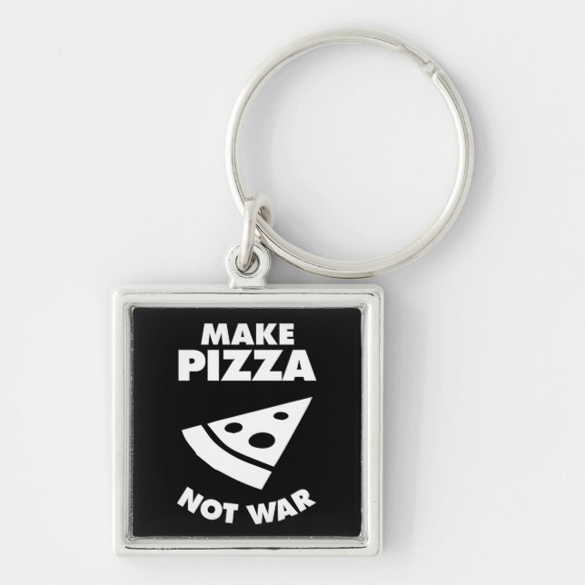 Make Pizza Not War Key Ring (Front)