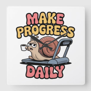 Make Progress Daily Square Wall Clock