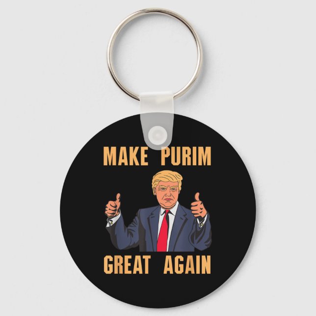Make Purim Great Again Funny Trump Costume Hebrew  Key Ring (Front)