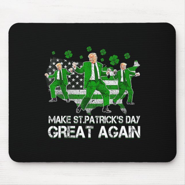 Make Saint Patrick's Day Great Again Usa Flag Funn Mouse Pad (Front)