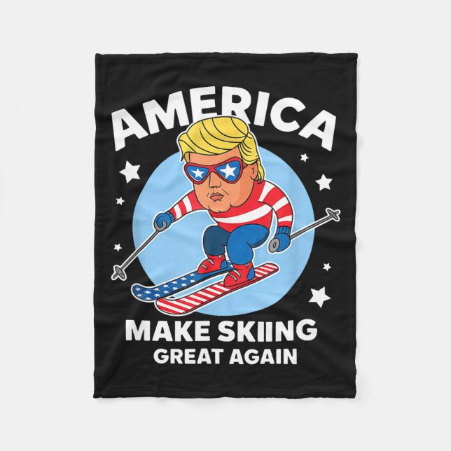 Make skiing great again - usa trump ski  fleece blanket (Front)