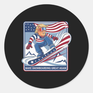 Make Snowboarding Great Again Donald Trump - Funny Classic Round Sticker