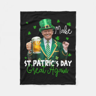 Make St Patricks Day Great Again American Shamrock Fleece Blanket