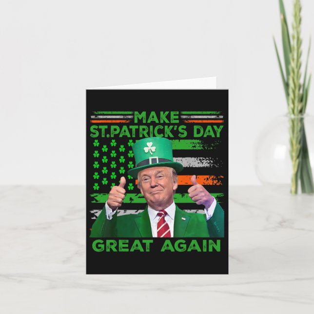 Make St Patrick's Day Great Again Flag Funny Trump Card (Front)