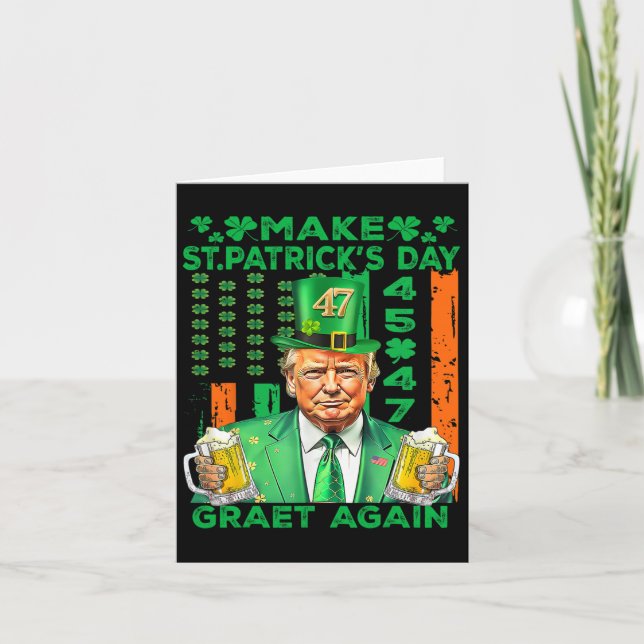 Make St Patrick's Day Great Again Flag Funny Trump Card (Front)