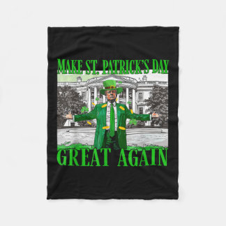 Make St. Patricks Day Great Again Funny Trump Fleece Blanket